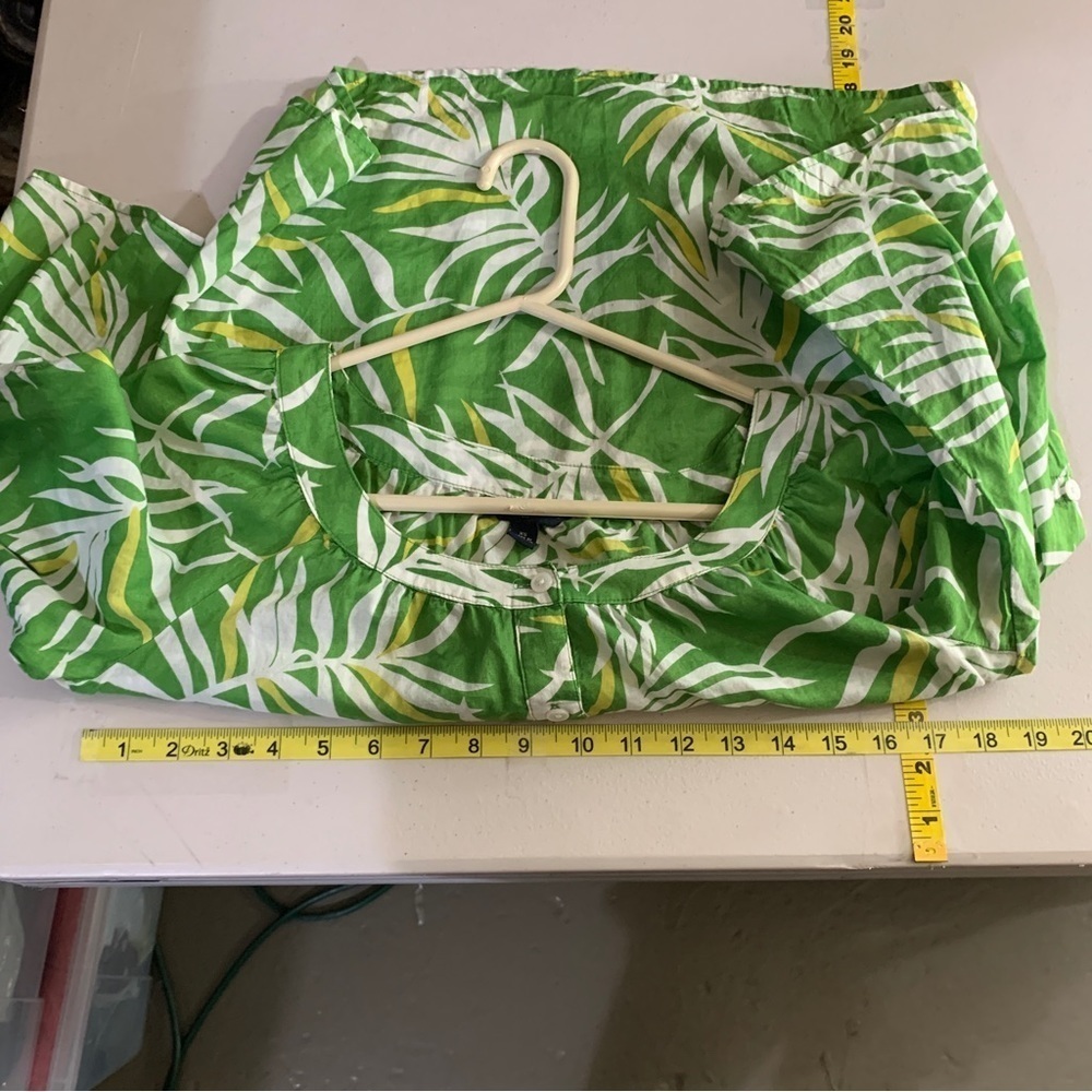 Banana republic green palm print blouse Hawaiian 100% cotton button up XS top - Picture 10 of 11